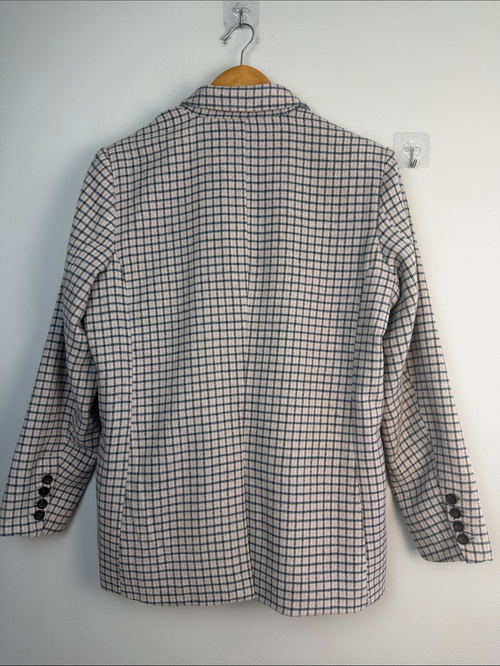 Rails Windsor Blazer Lilac Navy Mini Check Wool Blend Pockets Office Classic M - Picture 8 of 16